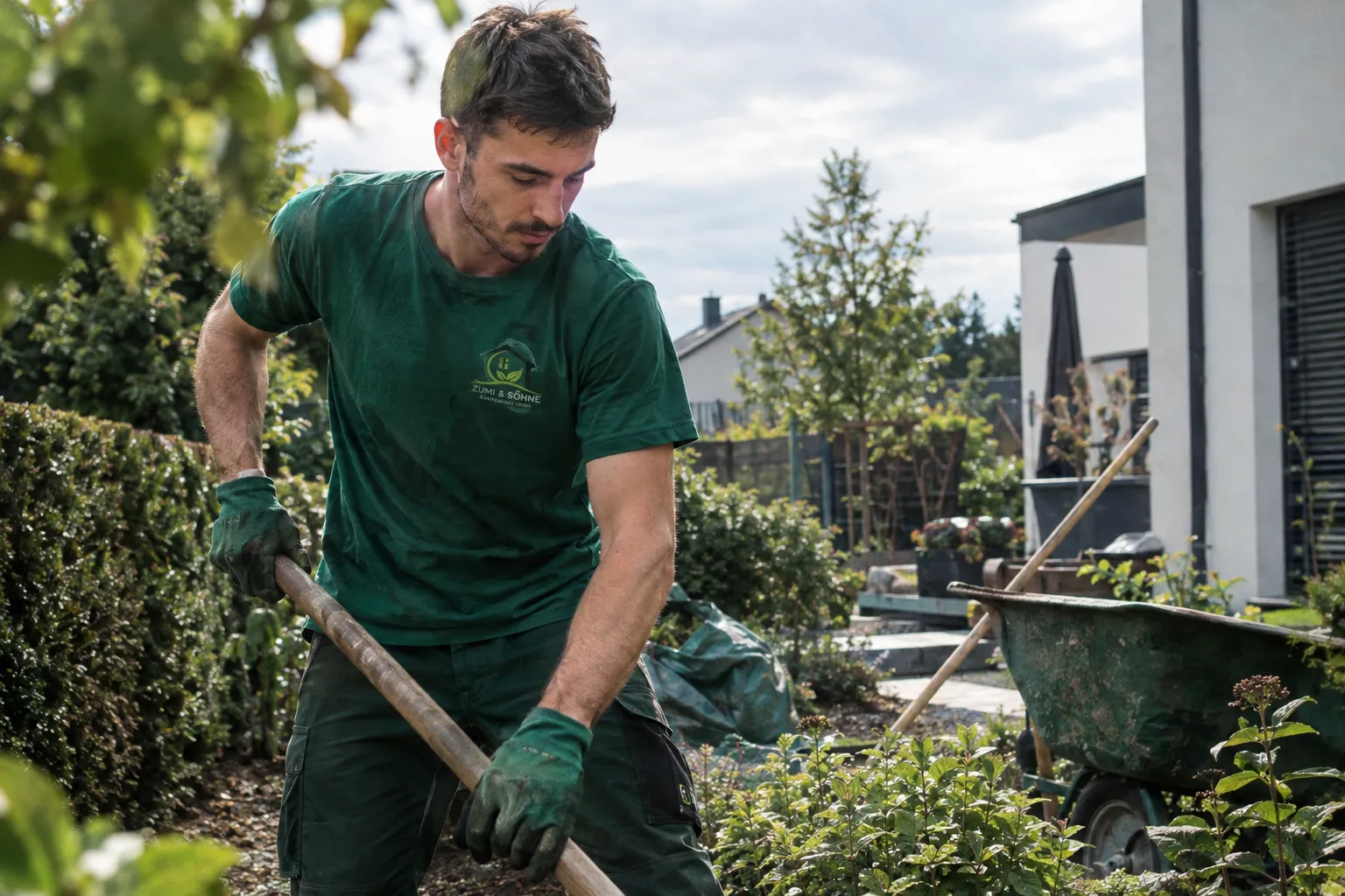 Gärtner von Zumi & Söhne bei der Arbeit im Garten